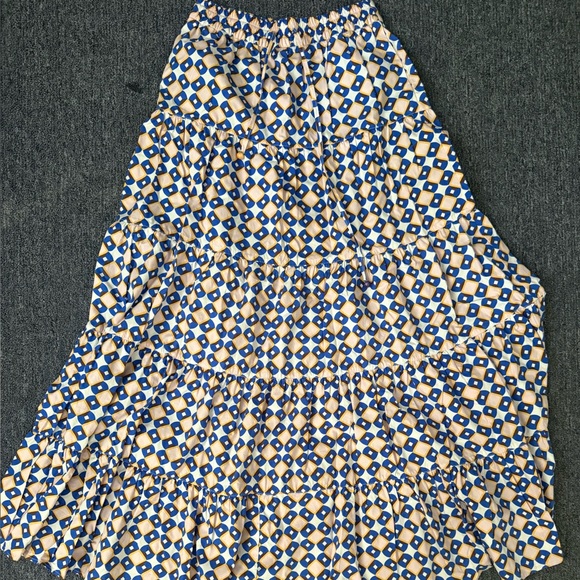 Zara Blue and Cream Geometric A-Line Skirt - Picture 1 of 2